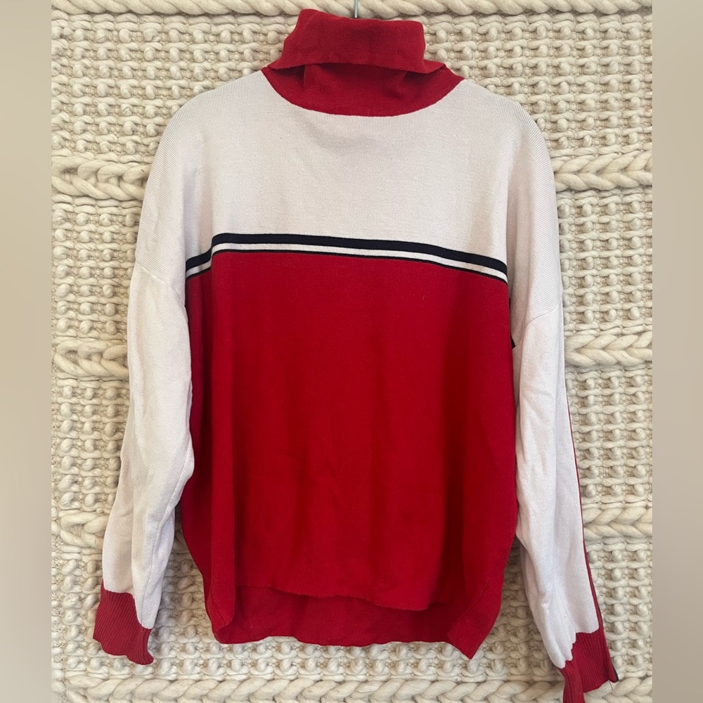 MARSHALLS Red, White, Navy Over Sized Turtle Neck Sweater Size S-L